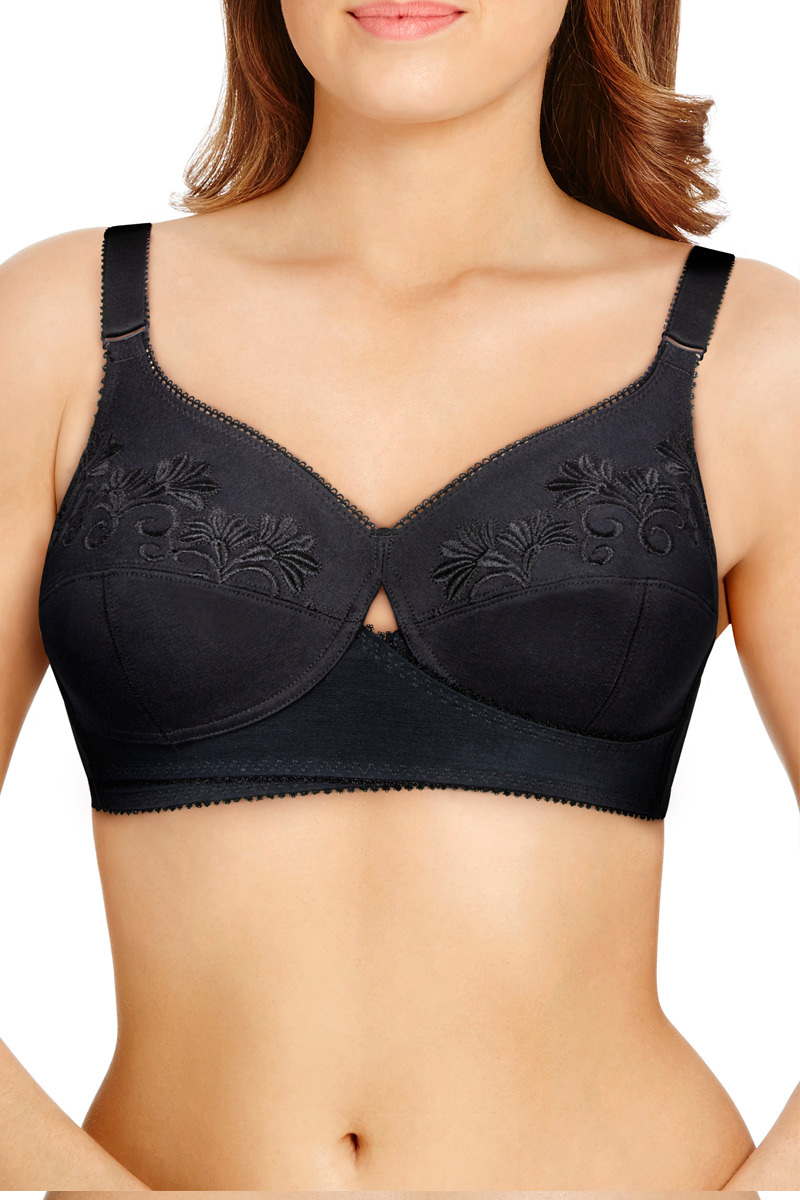 Classic Total Support Cotton Bra Black, Non Padded